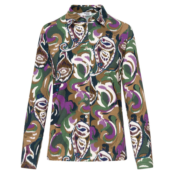 5490-11 Inka - Jersey doorknoop blouse met paisley dessin