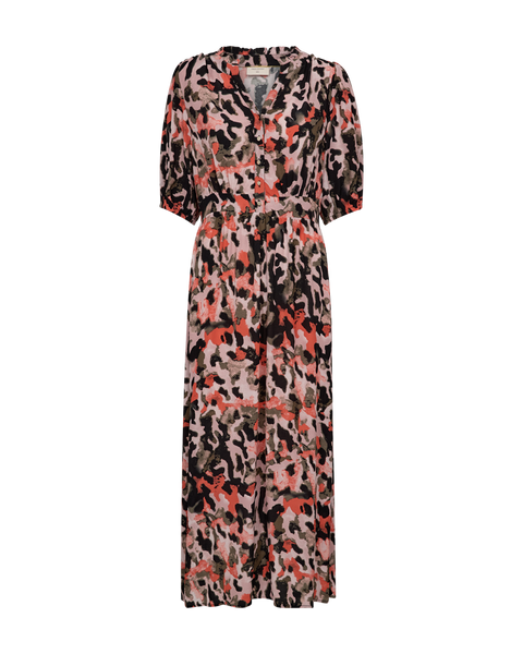 203771 - Lexey lange soepelvallende jurk met vlekdessin