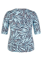 52-123355 - T-shirt met streep en blad dessin