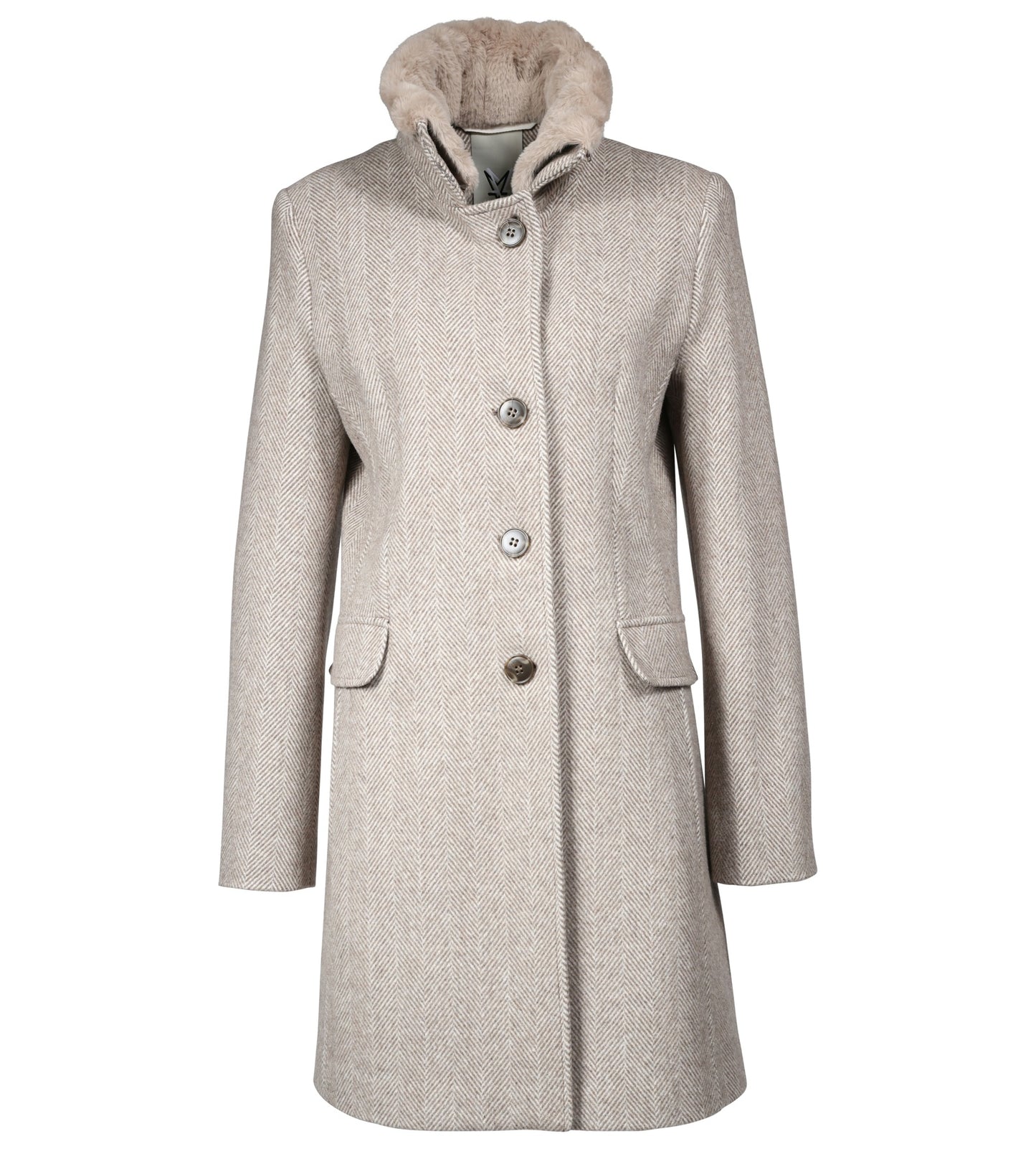 45057 8495 - Wollen coat met opstaande kraag faux fur 88cm