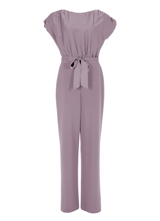 3AG010 - Materiaalmix jumpsuit met draperie effect