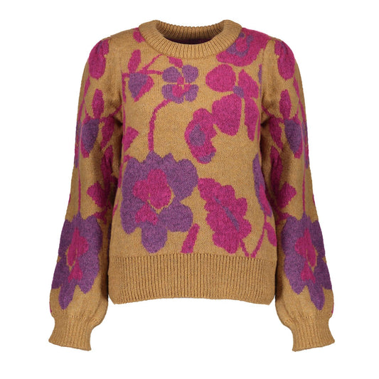 44592-43 - Pullover ronde hals met bloem dessin