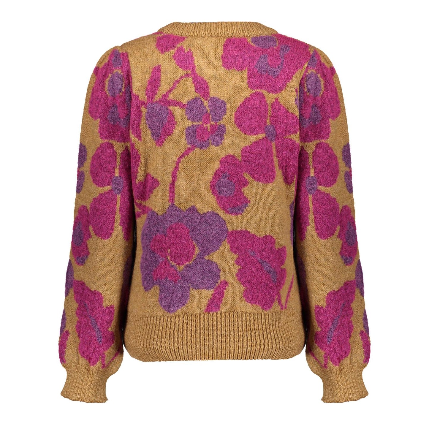 44592-43 - Pullover ronde hals met bloem dessin