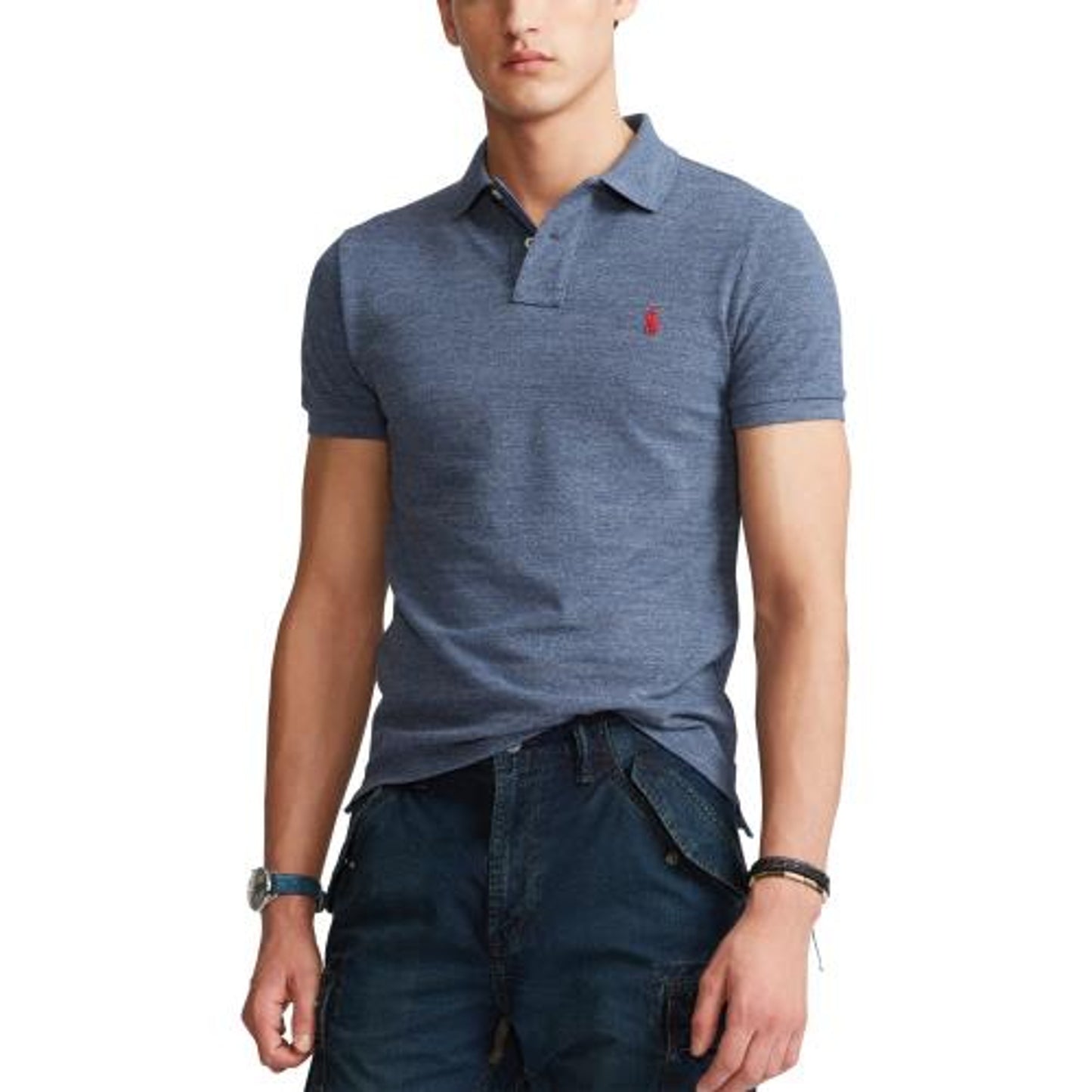 710 795080 - Basic polo solid mesh slim fit