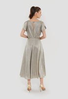 5AB037 - Jersey metallic jurkje met gerende midi rok