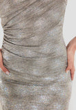 5AE116 - Shiny jersey asymetrische jurk